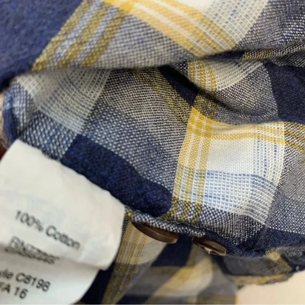 J Crew Shirt Men XL Slim Blue Plaid Homespun Cotton Long Sleeve Casual Workwear